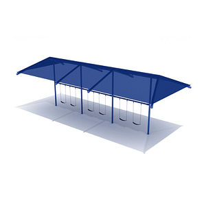 8′ Elite Single Post Swing With Shade (3 Bays Frame Only With Hangers)
